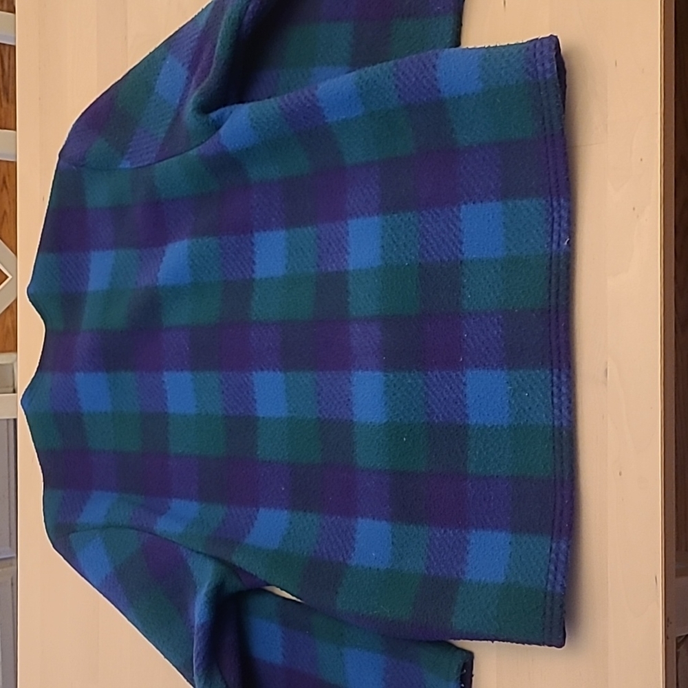 EUC VTG Aqua Sheen 100% Dacron Dupont Polyester Blue Purple and Green Plaid - Picture 11 of 11